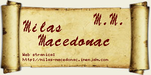 Milas Macedonac vizit kartica